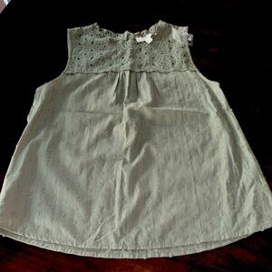 Mine top, sage green Swiss dot material. Small